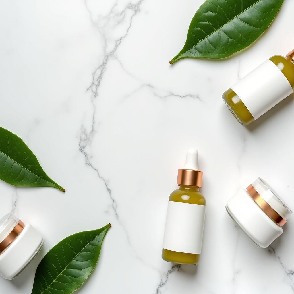 Natuurlijke huidverzorgingsproducten op een schone achtergrond