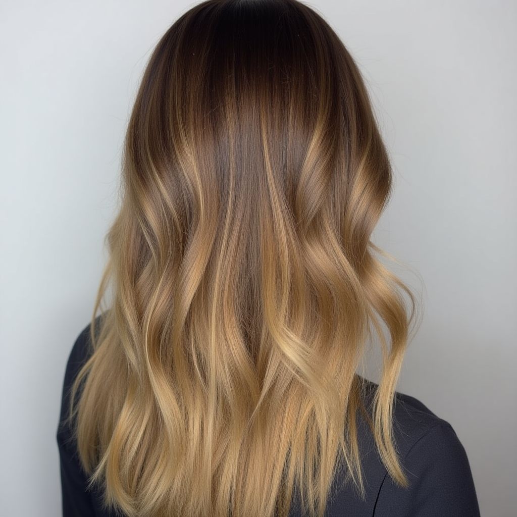 Levendige en rijke haarkleur op het lange haar van een cliënt