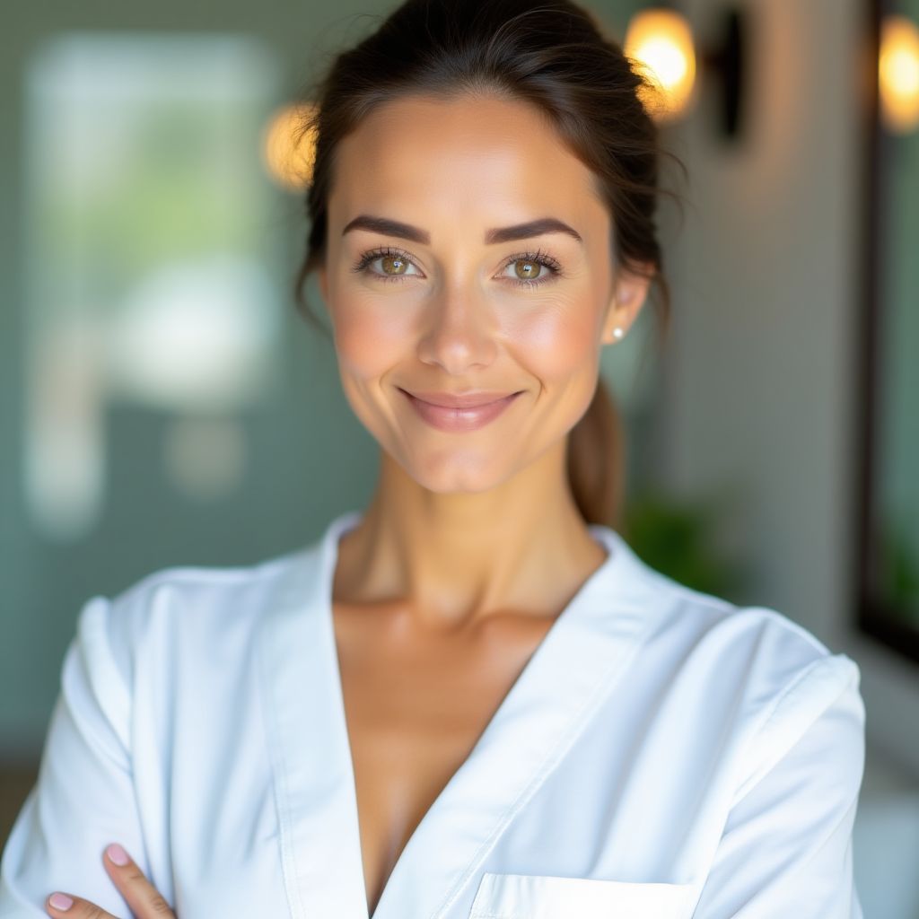 Portret van Chloe Davis, hoofdestheticus